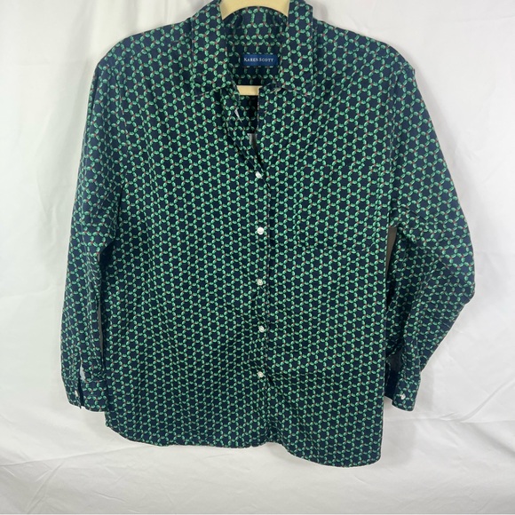 Karen Scott Tops - Karen Scott Holiday Holly Button Down Shirt